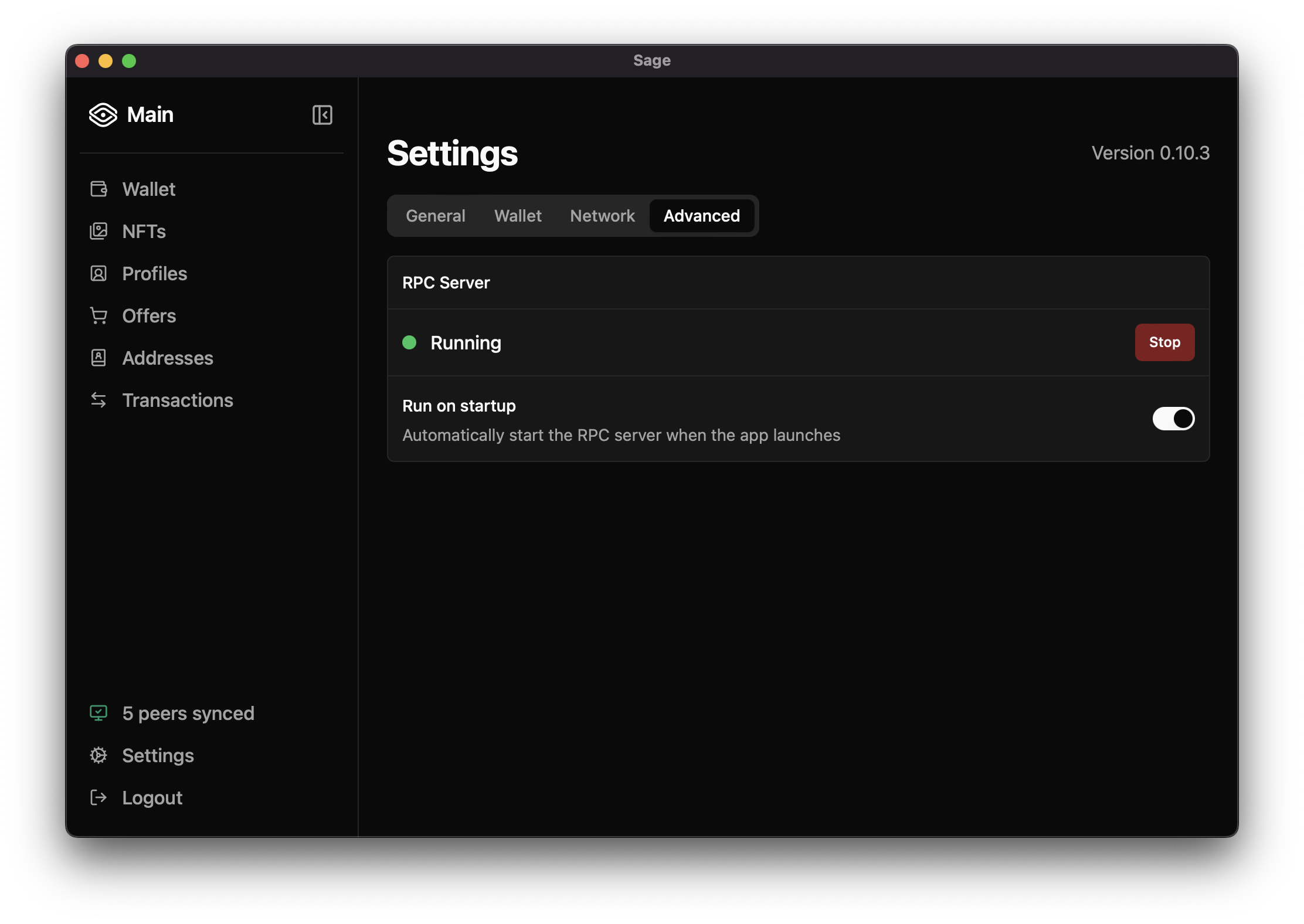 Sage RPC settings